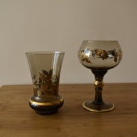 Ваза и чаша от калиево стъкло 1980 г, снимка 1 - Вази - 43945562