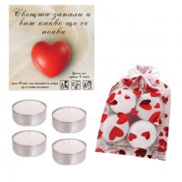 Подаръчен комплект "Обичам те!" /4 броя чаени свещи с послание/, снимка 2 - Декорация за дома - 39324748