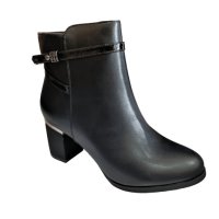 Дамски елегантни обувки боти в черно , снимка 2 - Дамски боти - 43923746