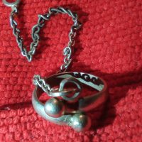 Сребърен пръстен дамски със синджирче - 11938, снимка 2 - Пръстени - 28910715