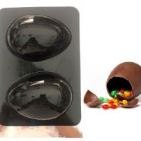 2 половини гладко голямо яйце яйца поликарбонатна пластична пластика форма шоколад шоколадово PP, снимка 1 - Форми - 37100525