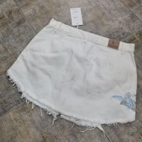 НОВА бяла дънкова пола с 3D цветя на намаление , снимка 4 - Поли - 37295184