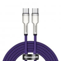 Type-C към Type-C кабел BASEUS, 5A, 100W, 2m, Fast charge – лилав, снимка 1 - USB кабели - 32942022