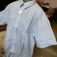 Синя мъжка риза с къс ръкав, снимка 5 - Ризи - 34914194
