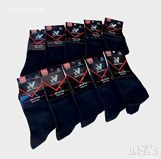 Мъжки Памучни Черни чорапи 10чф., снимка 1