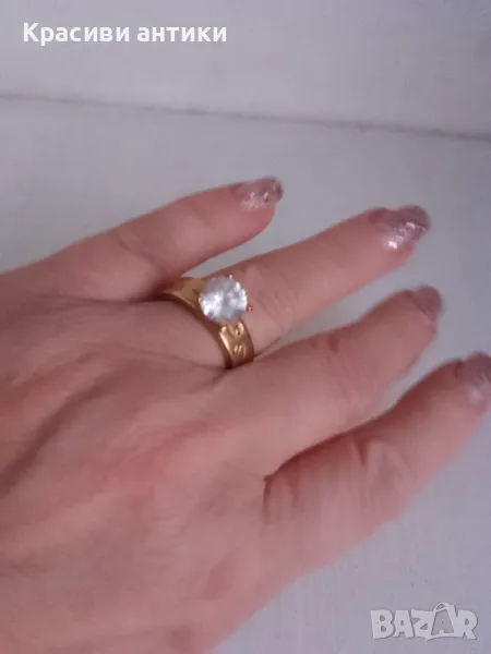 Разпродажба! Медицинска стомана прьстен с кристал, снимка 1