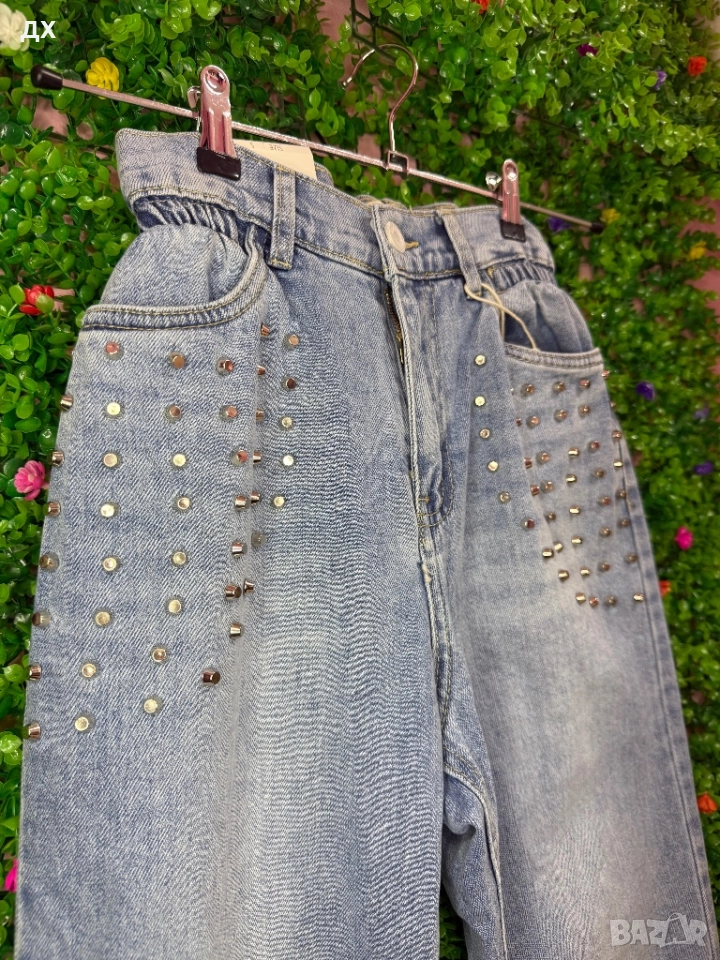 Дамски дънки с еластант и ластик в талията, снимка 1