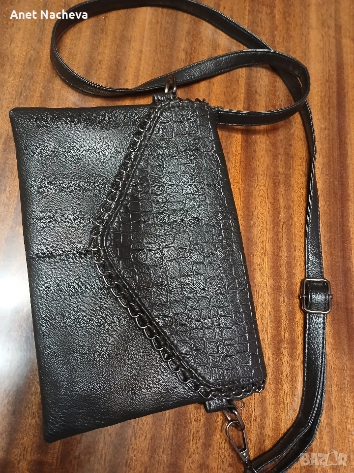 Дамска чанта с дълга дръжка - черна, снимка 1