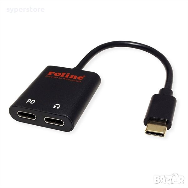 Адаптер USB C - 2xC, Audio + PD, Roline SS301049, снимка 1