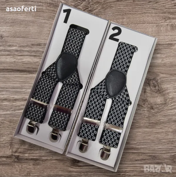 Мъжки тиранти с щампа черно с бяло, снимка 1