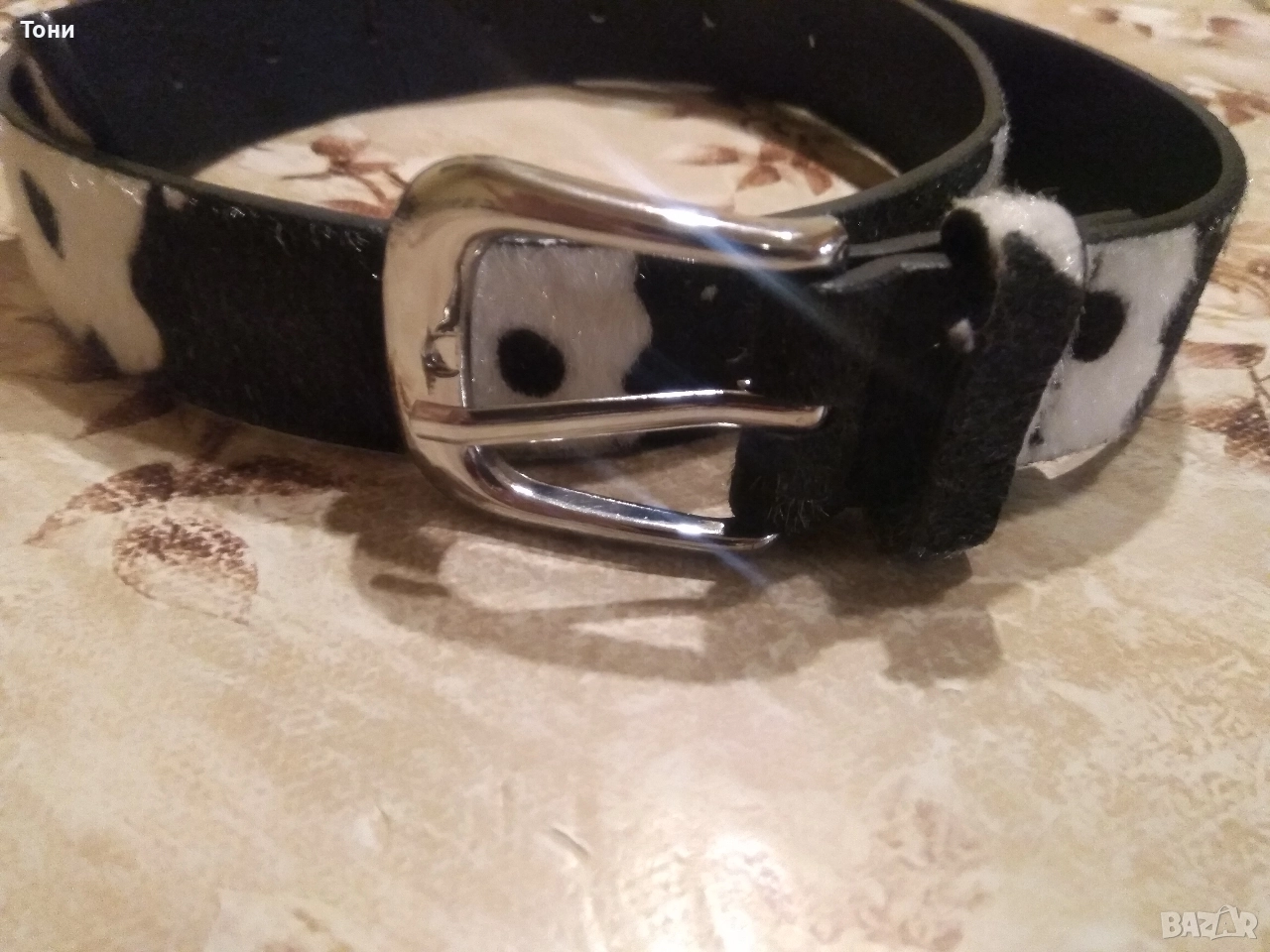 BERSHKA Нов Зебров Дамски Кожен Колан 95см , снимка 1