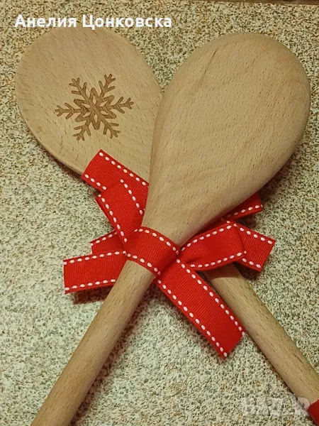 Големи дърв. лъжици с коледни мотиви , снимка 1