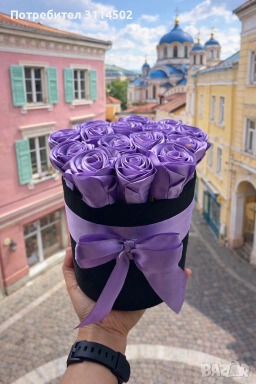 Вечен букет от сатенени рози, снимка 1