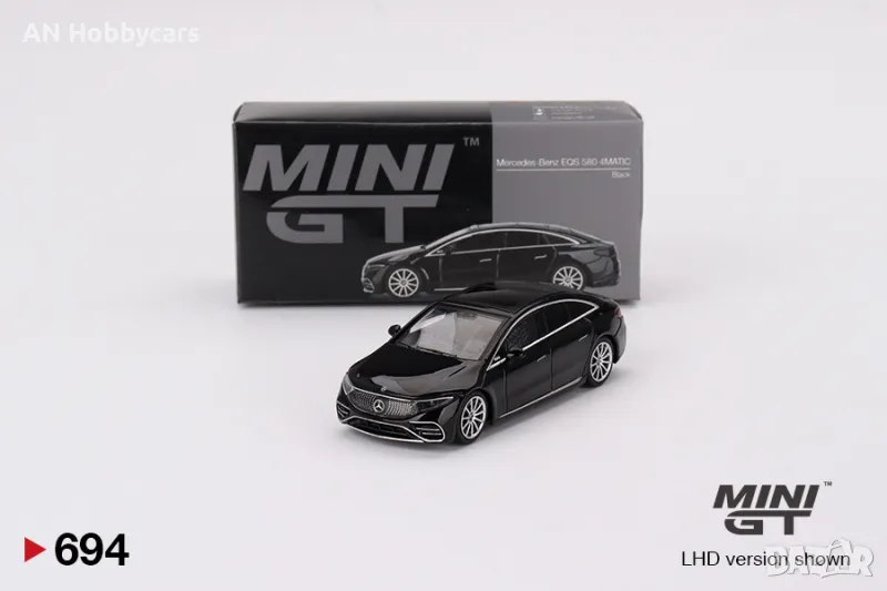 Mercedes-Benz EQS 580 4MATIC Black 2023 (LHD) 1:64 MINI GT, снимка 1