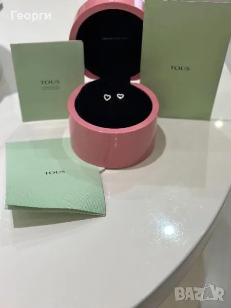 Обеци с диаманти, бяло злато, TOUS, снимка 1