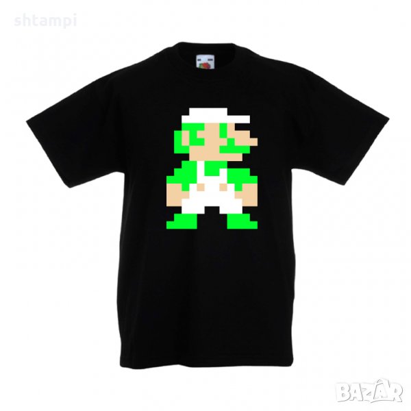 Детска тениска Супер Марио Luigi 8-bit, снимка 1