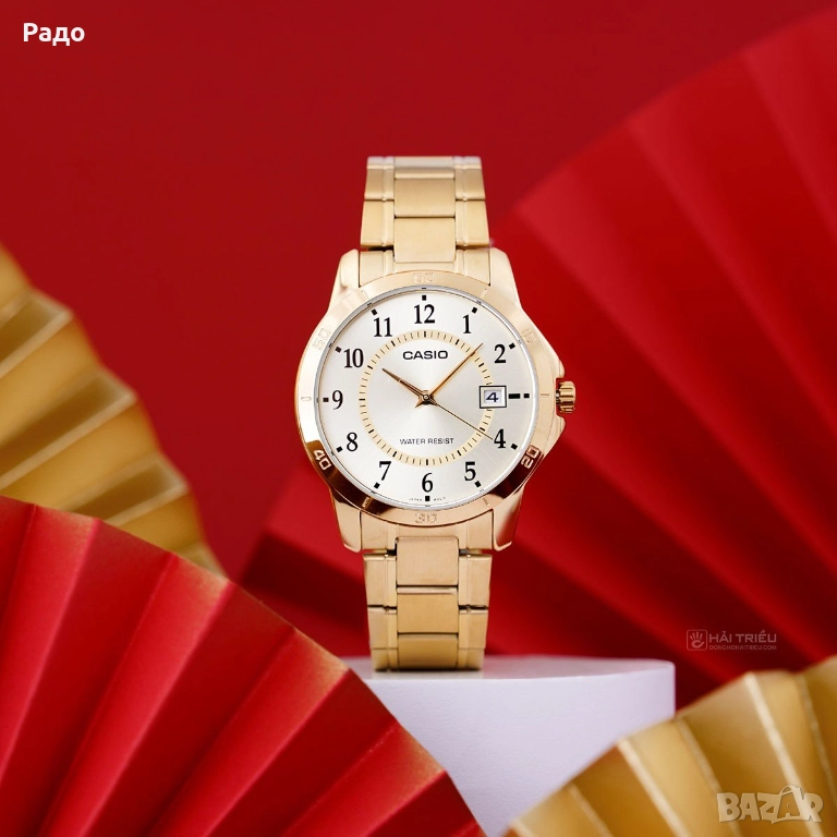 Часовник CASIO LTP-V004-9BUDF НОВ Дамски аналогов златист кварцов JAPAN с дата водоустойчив позлатен, снимка 1
