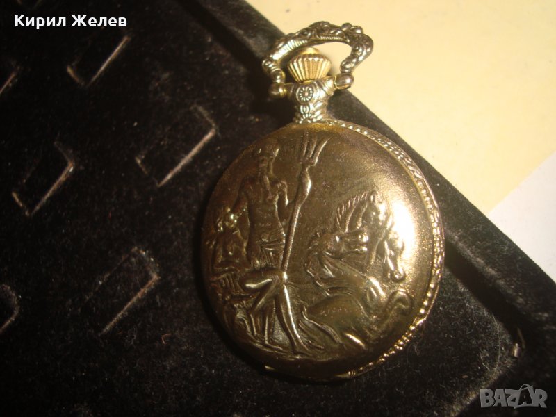 ВИНТИДЖ КВАРЦОВ ДЖОБЕН ЧАСОВНИК с ОРНАМЕНТИРАН КАПАК - ПОСЕЙДОН ПОЗЛАТЕН 22067, снимка 1