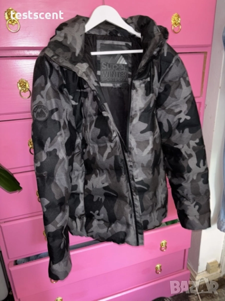 $171 Мъжко яке Superdry Padded Jacket размер 2XL сив камуфлаж  Grey Camo, снимка 1