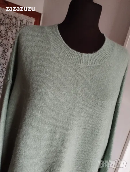 H&M Дамски дълъг пуловер в цвят светло зелено, снимка 1