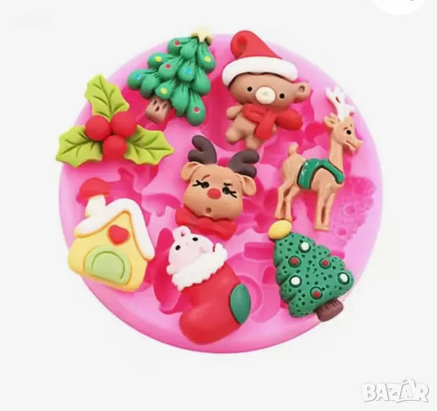 8 микс коледни елен елха коледна звезда имел имели къща елен коледен силиконов молд форма фондан, снимка 1