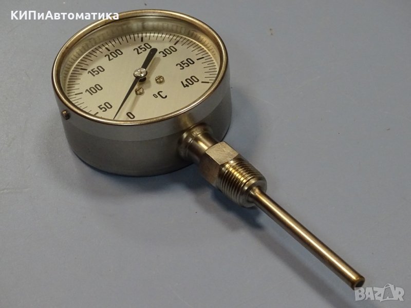 биметален термометър Wika thermometer ф100mm, 0/+400°C, L-80mm, снимка 1