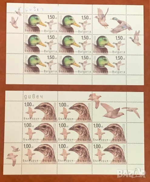 2606. България 2021 = БК 5542 /45: “ Фауна. Дивеч : Птици. ”, 4 x Minisheet, MNH, снимка 1