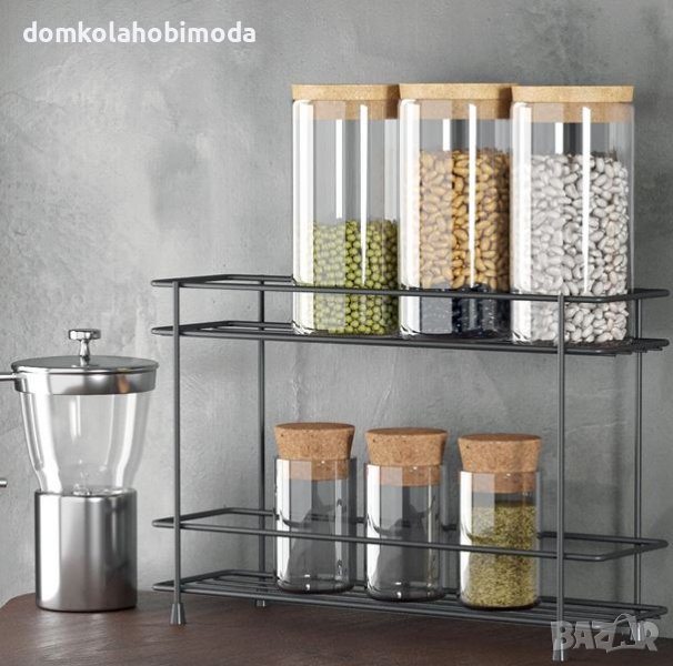 Метален рафт на 2 нива Черен 32,5x8x21,5 см, снимка 1