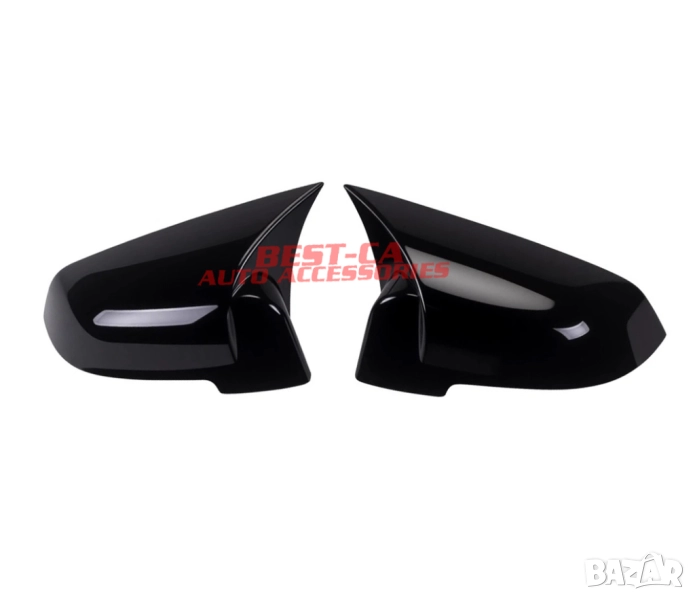 Капаци за огледала със щипки черен пиано лак Batman Style подходящи за BMW F01 F06 F07 F10 Facelift, снимка 1