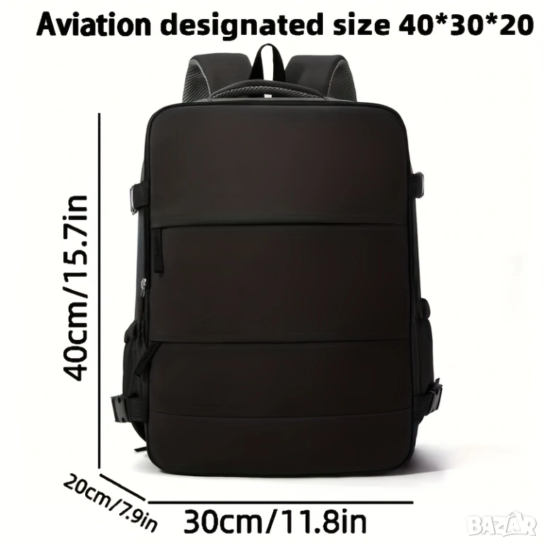 Унисекс Раница за Пътуване 40x30x20 см Кабинна Чанта, Одобрена от Авиокомпаниите, 180° Дамска/Мъжка!, снимка 1