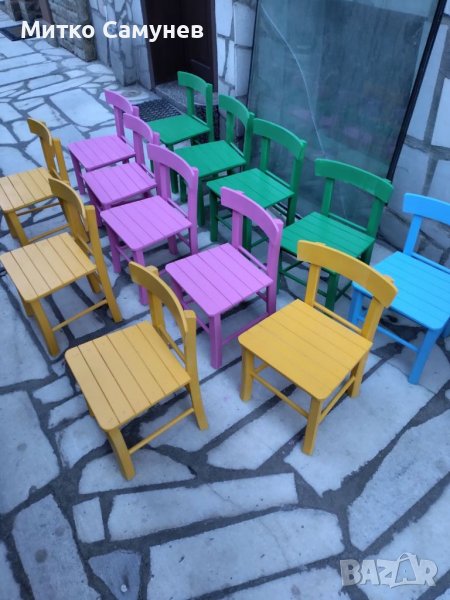 Цветни детски столчета изработени от бук.Производител , снимка 1