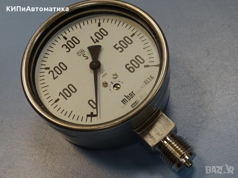 Манометър WIKA Ф100, 0-600 mbar, снимка 1