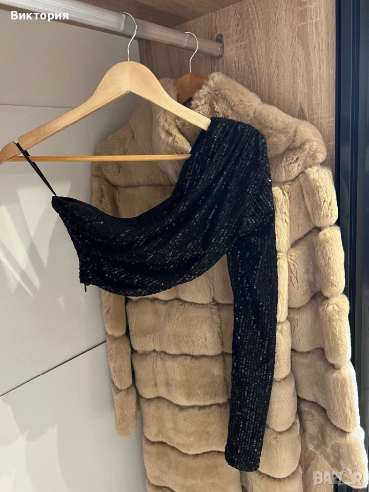 Черен Сет с пайети топ и пола Evis Alyssa Avin Nikole , снимка 1