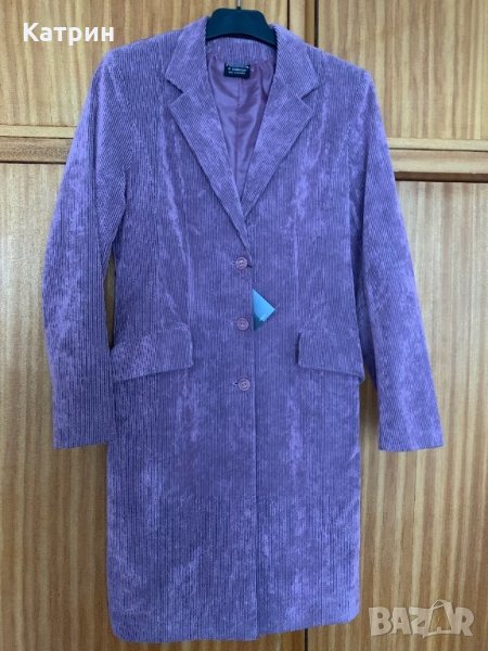 Дамско кадифено издължено сако - манто, снимка 1