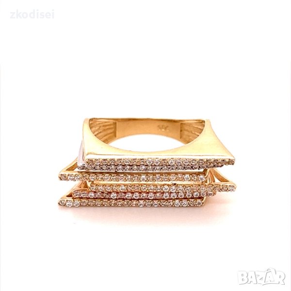 Златен дамски пръстен 5,28гр. размер:57 14кр. проба:585 модел:16601-3, снимка 1