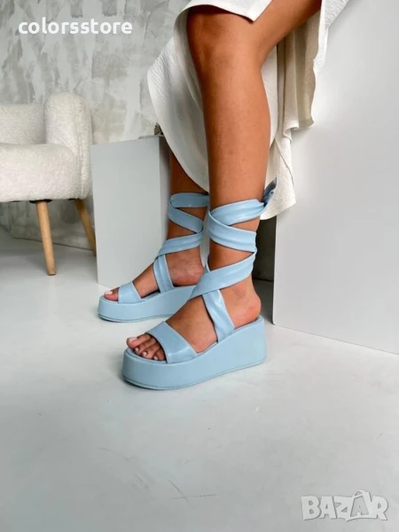 Сандали на платформа - синя кожа - SML66

., снимка 1