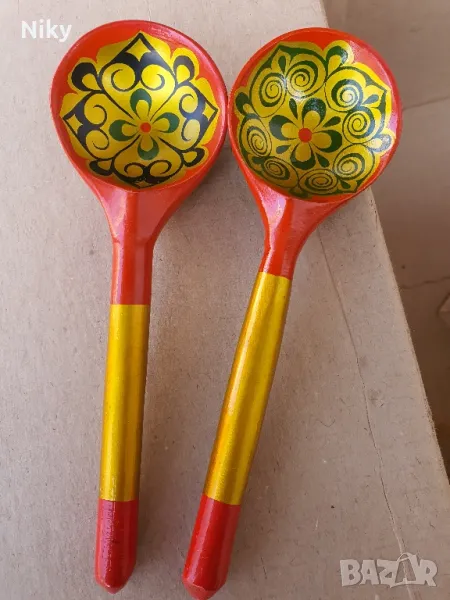 Нови рисувани дървени лъжици 8 бр., снимка 1