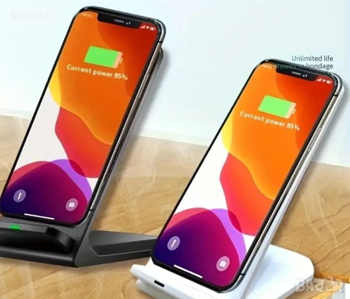 Безжично зарядно поставка за смартфон и часовник, снимка 1