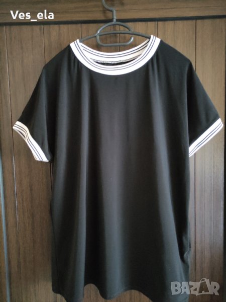 черна  блуза с бял кант размер ХЛ , снимка 1