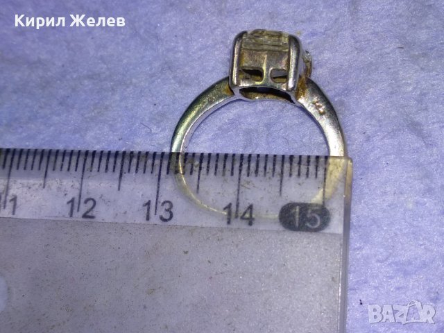 СТАР СРЕБЪРЕН РЕТРО СТИЛ ПРЪСТЕН СРЕБРО 925 с БЯЛА ПОЗЛАТА и ПЛАНИНСКИ КРИСТАЛ 40910, снимка 6 - Пръстени - 43223435