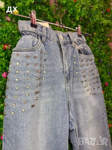 Дънки с висока талия и ластик