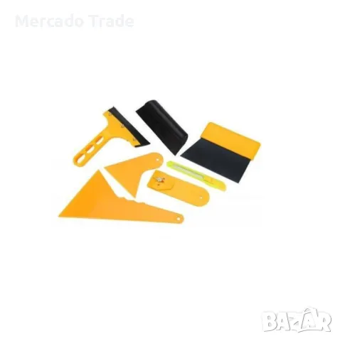 Комплект шпатули за фолио, Инструменти за поставяне на фолио, 7 части, Жълт