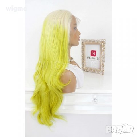 Дълга на вълни светлозелена лейс фронт перука Анджела, снимка 3 - Аксесоари за коса - 29233869
