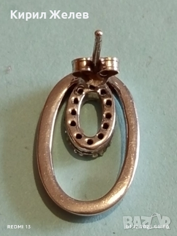 Елегантна сребърна обица проба 925 с диаманти красив стилен дизайн 21961, снимка 3 - Обеци - 52599463