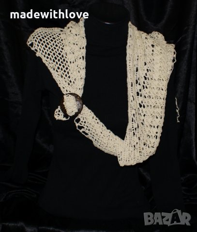 Ръчно плетен на една кука шал /плетиво подарък hand made/, снимка 3 - Шалове - 35141588