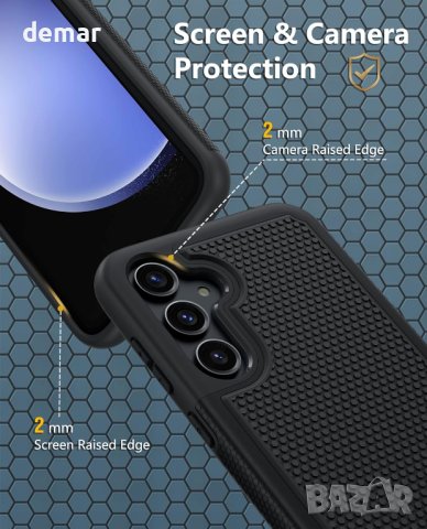 FNTCASE Двуслоен противоударен калъф  за Samsung Galaxy S23 FE, черен, снимка 2 - Калъфи, кейсове - 43573721