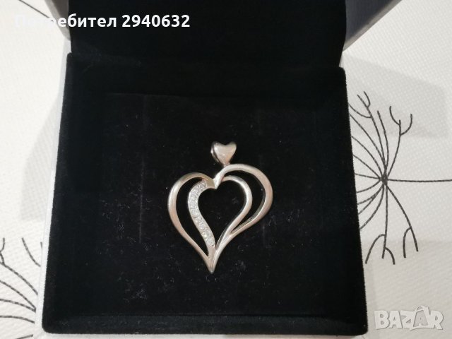 Сребърна висулка "Сърце", снимка 4 - Колиета, медальони, синджири - 32638693