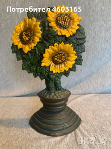 чугунена стоперка за врата с цвят на слънчоглед, снимка 3 - Антикварни и старинни предмети - 52513842