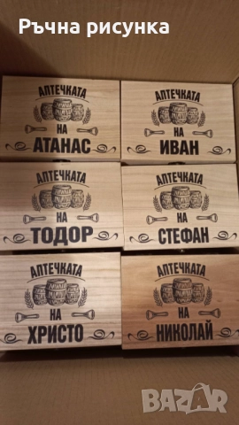 Кутия с шотове - пример "Аптечката на ...Трифон ,Димитър,Иван ,Христо,Стефан ,Йордан,Никулден и друг, снимка 9 - Декорация за дома - 48764888