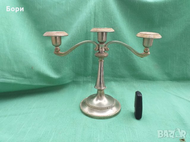 Посребрен свещник за 3бр свеши, снимка 2 - Декорация за дома - 28670098